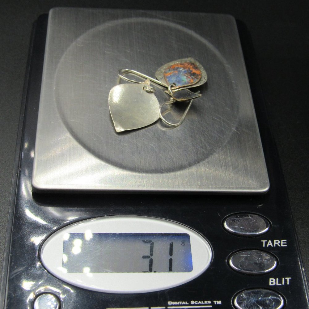 Sterling Silver Triple Shape Rustic Pattern Earri… - image 6